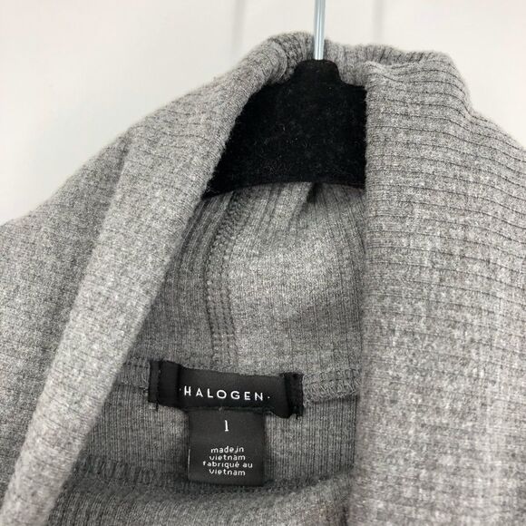 Halogen Shirt Womens Large Gray Ribbed Turtleneck Stretchy Capsule Base - Picture 4 of 5